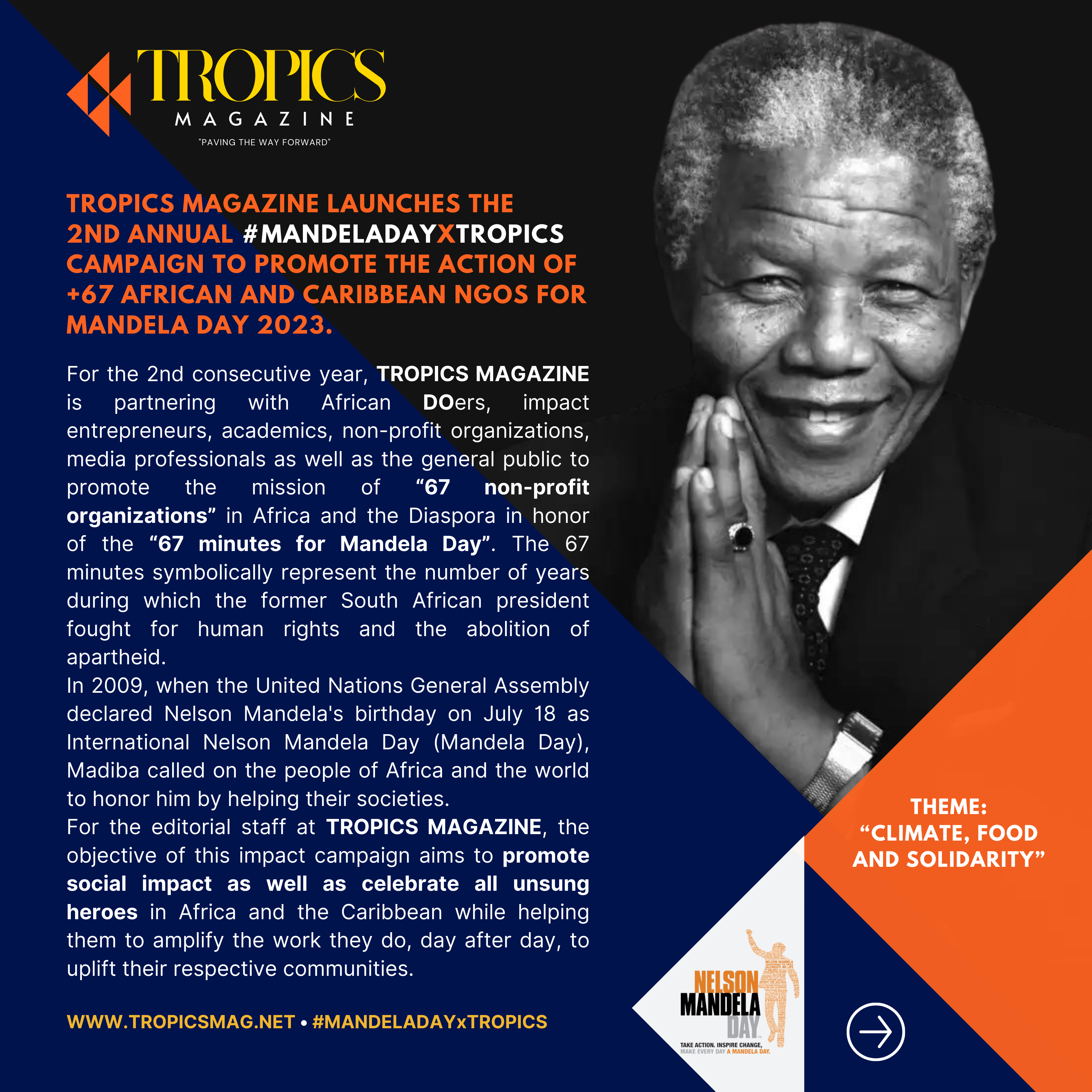 Take part in the 2nd annual #MANDELADAYxTROPICS Campaign by TROPICS MAGAZINE