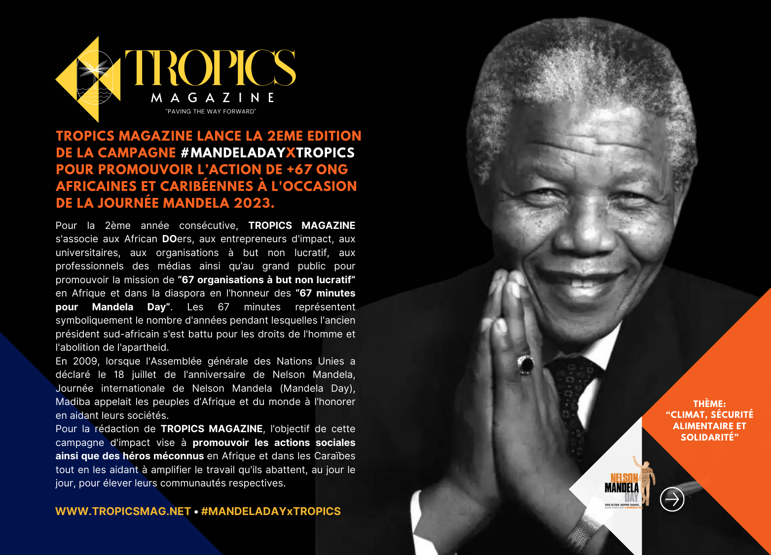 Participez à la 2e campagne annuelle #MANDELADAYxTROPICS par TROPICS MAGAZINE